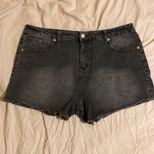 Black denim shorts